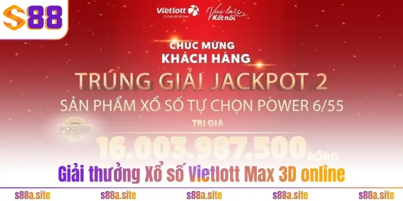 Giải thưởng Xổ số Vietlott Max 3D online